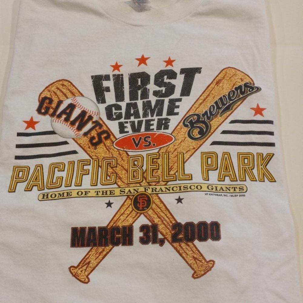 Rare 2000 Sf Giants Shirt First Game Ever Played At Pac Bell Park Tee